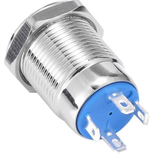 New Mini 4 Pins LED Momentary Switch Silver 12mm Flat Head Led Light Reset Metal Push Button Switch Waterproof