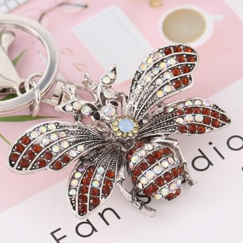 Wholesale fashionable bee keychain crystal custom design keychains magical keychain