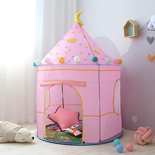 Childrens Tent Foldable Tipi For Kids Baby Play House Wigwam Princess Castle Teepee Kids Hang Flag Tent Childrens Room Toy