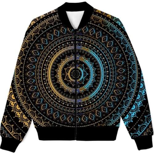 REAL American SIZE Mandala Sublimation Print Zipper Up Jacket Plus SIze 4XL 5XL 6XL