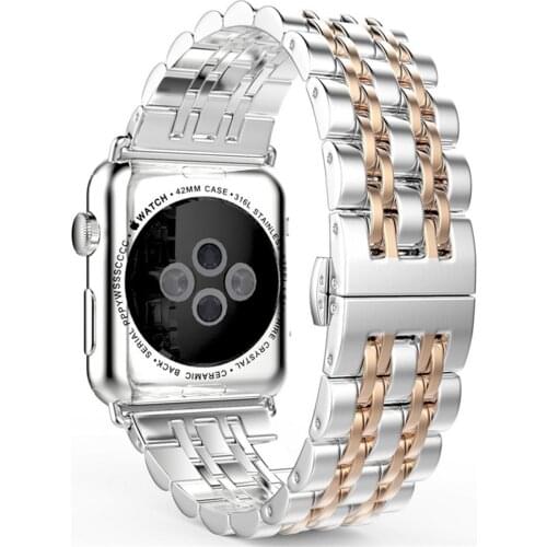 Stainless Steel Band For Apple Watch Series SE 6 5 4 3 2 1 44mm 40mm Replacement watchband For iWatch Strap 38mm 42mm Metal Belt