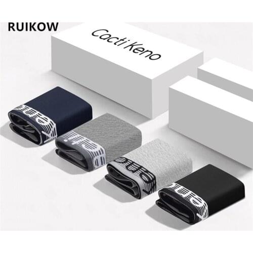 RUIKOW 4 Models Options Mens Hip Briefs Bikini Plus Size Underpants with 95% Cotton Solid Color Boxer Briefs For Male L-5XL Size