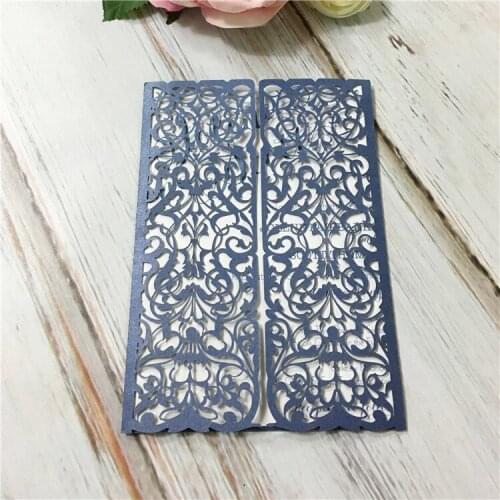 Wedding decoration dark blue color laser cut wedding invitation card