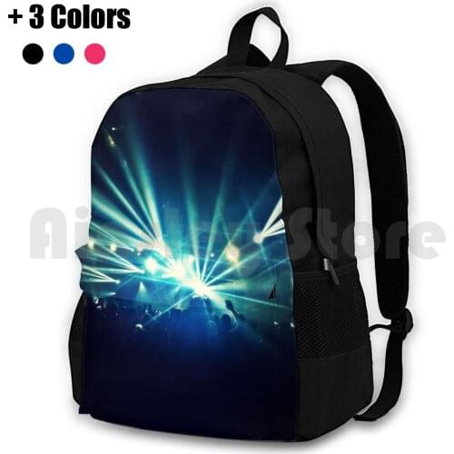 Rave Outdoor Hiking Backpack Riding Climbing Sports Bag Rave Techno Lights Blue Black Festival Music Pixlr Scotland