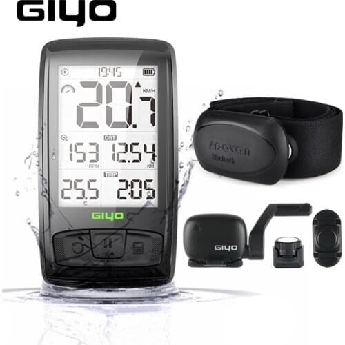 GIYO M4 Wireless Bluetooth Bike Computer Bicycle Speedometer Odometer Cycling Speed and Cadence Sensor Heart Rate Monitor