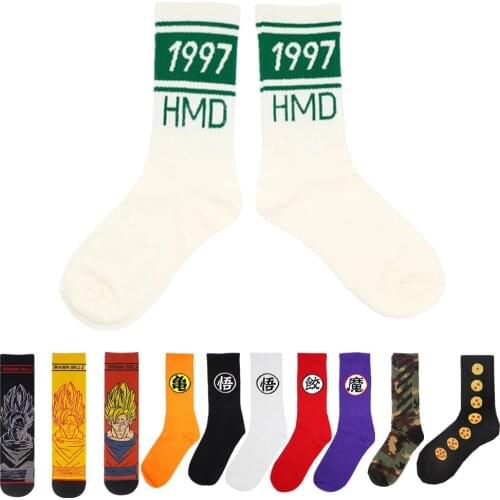 Harajuku style Japanese ladies cotton happy crew socks fashion trend figures 1997 letter printing street hip hop funny socks