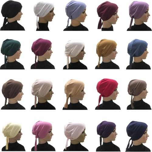 Under Scarf Inner Hat Women Muslim Hijabs Bandana Ninja Cotton Beanie Bone Bonnet Hats Cap Inner Cap Islamic Turban Arab Hat