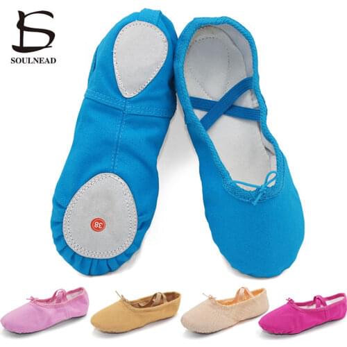 Ballet Shoes Girls Kids Glitter Jazz Dance Shoes Flat Yoga Ballet Slippers Blue Pink Children Women Dance Sneakers Size 24-44