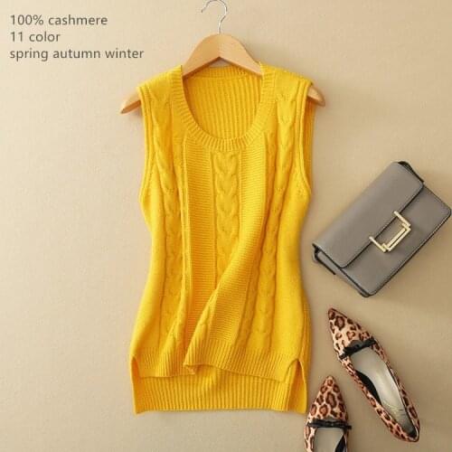 Naizaiga wholesale Womens sweater round neck thickened front short back long hem split cashmere sleeveless vest BYD16A