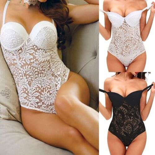 Push Up Fashion Sheer Bridal Teddy Lace Bra Top Boudoir Bodysuit Sexy Lingerie Set Underwear Cексуальное белье Sensual Mujer