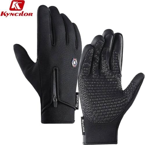 Kyncilor Winter Thermal Warm Bicycle Gloves Non-slip Touchscreen Cycling Gloves Unisex Bike Gloves Full Finger Motorcycle Gloves
