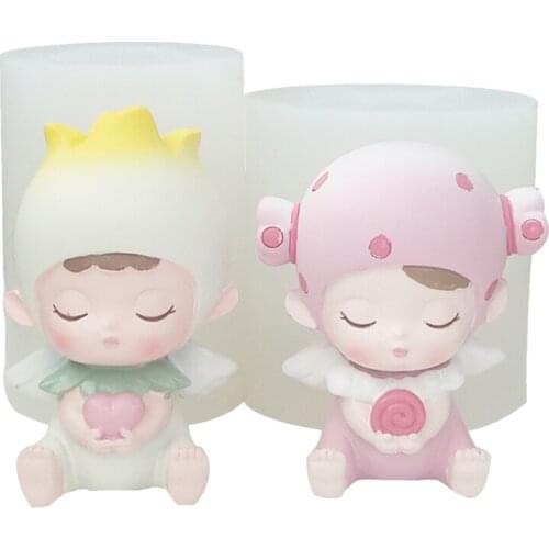 3D Angel Baby Silicone Candle Mold for Fondant Chocolate Candy Soap Cake Mould Baby Shower Birthday Party Decoration