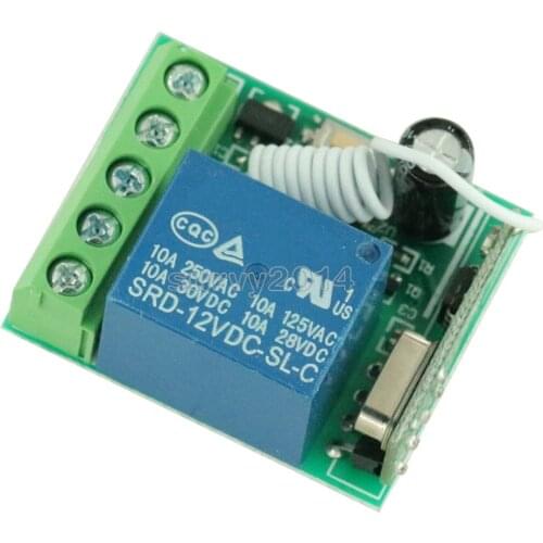 433MHz Wireless Relay Switch Module DC 12V 1 Channel RF Remote Control Switch Heterodyne Receiver Module