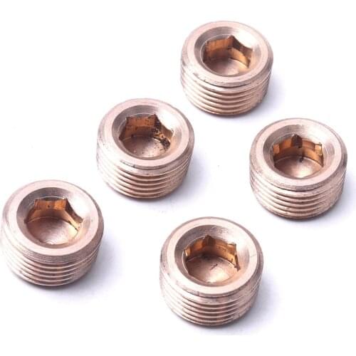 5Pcs/lot 1/8" Internal Hex Male Thread Brass Hex Head Socket End Cap Plug Copper Coupler Connector Adapter Pipe Fittings