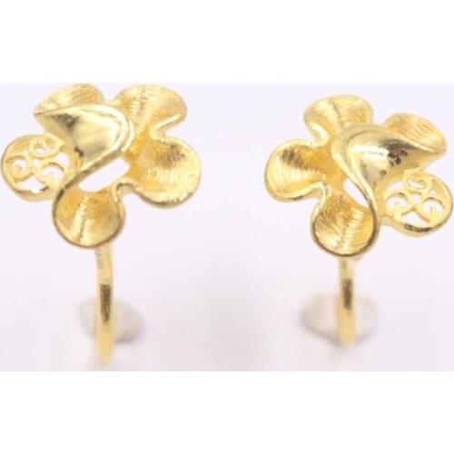 999 24K Yellow Gold Stud Earrings For Women 3D Hard Gold Real Gold Charm Big Flower Female Love Wedding Gold Earrings Gift