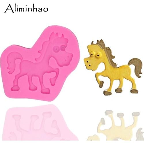 B1352 Cow Elephant Horse Giraffe Animals Styling Tool Clay Silicone Mold Fondant Chocolate Cake Decorating Tools