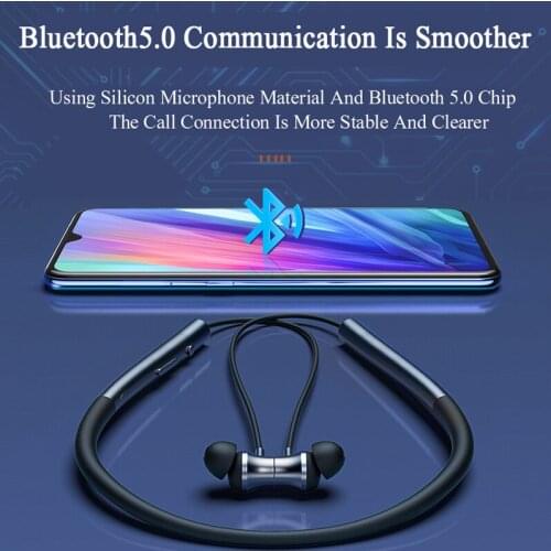 Bluetooth 5.0 Wireless Earphones Magnetic Neckband Earphones IPX5 Waterproof Sports Earbuds with Noise Cancelling Microphone