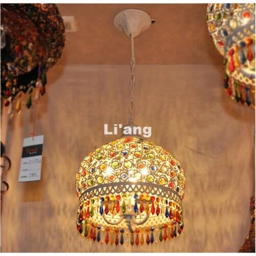 Bohemia White Colorful Style Bohemia Pendant lamp D33cm H35cm E14 Countryside Pendant Lamp 110V~220V Crystal Decora Pendant Lamp