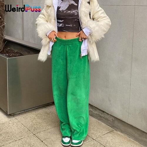 Weird Puss Casual Baggy High Waist Pants Women Fashion Hip Hop Fitness Trousers Autumn Streetwear Elastic Sporty Joggers Bottoms