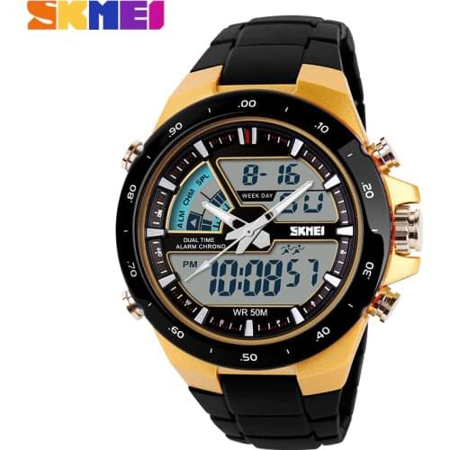 SKMEI Men Sports Watches Fashion Casual Mens Watch Digital Analog Alarm 30 Waterproof Military Multifunctional Man Wristwatches