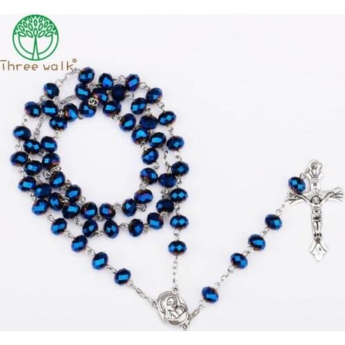 Vintage Glass Bead Catholic Rosary Necklace Religious Father Beads Holy Soil Inside Centerpiece Maxi Strand Necklace