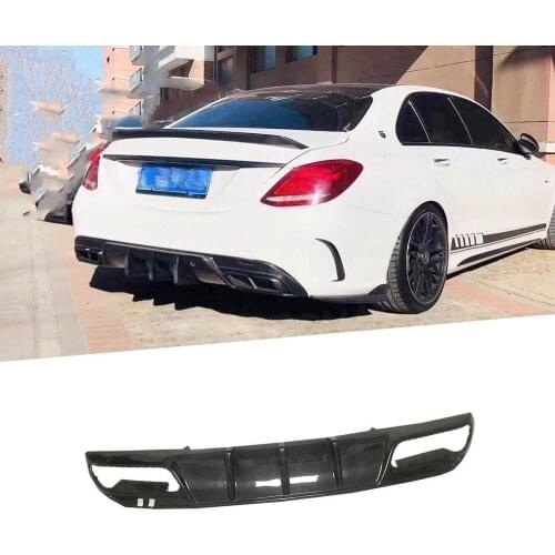 Rear Bumper Lip Diffuser Spoiler Carbon Fiber for Mercedes Benz C class W205 Sedan 4 Door C43 C63 AMG Sport 2015 - 2020 FRP