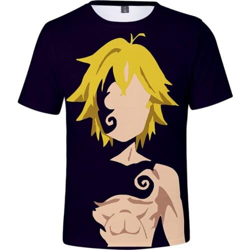 Seven Deadly Sins 3d T Shirt Meliodas T-Shirt Short-Sleeve Tee Shirt Classic Anime Man Printed Tshirt Top Cosplay Clothes