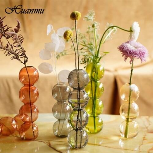 Crystal Ball INS Glass Bubble Vase Flower Arrangement Hydroponics Ball Art Home Living Room Decor Tabletop Transparent Bottle