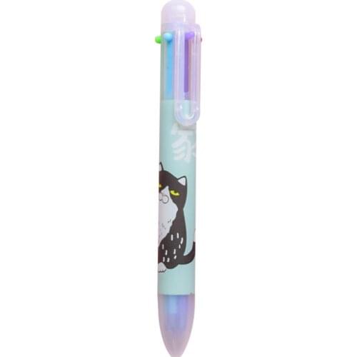 2pc 6 Color ChildrenS Painting Pen News Multicolor Palm Ballpoint Pen Cartoon Color Oil Pen Multi-Function Student Stationery