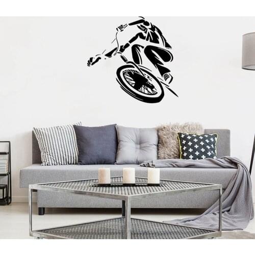 Athlete Riding A Bicycle Creative Pattern Wall Stickers for Boys Bedroom Home Art Decor Vinyl Wall Decals Sport Room DW8704