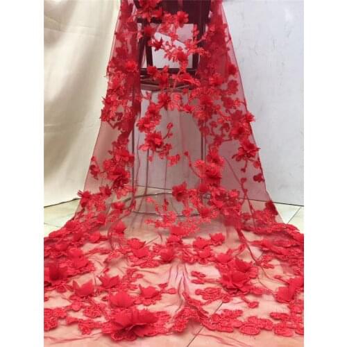Top selling 2BZL-20.62207 Nigerian fabric with 3D flowers new African embroidered lace fabric for party dress