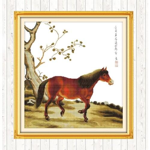 Little Horse Embroidery Handmade Needlework Package 11CT 14CT Cross Stitch Set DMC Floss Kit Wall Home Decor Cross Stitch Kits