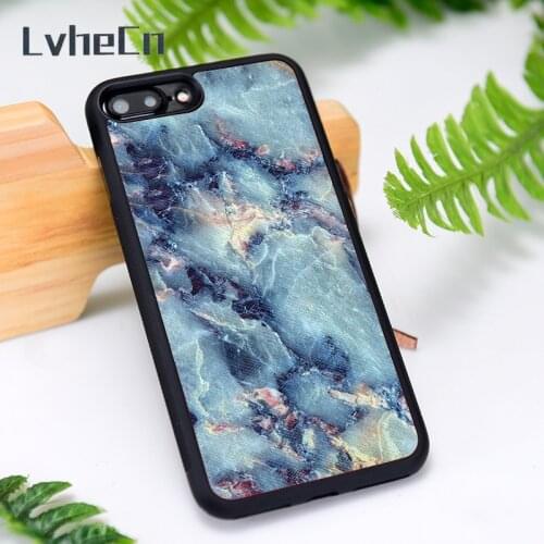 LvheCn Silicone Rubber Phone Case Cover for iPhone 6 6S 7 8 Plus X XS XR 11 12 Mini Pro Max Blue Marble