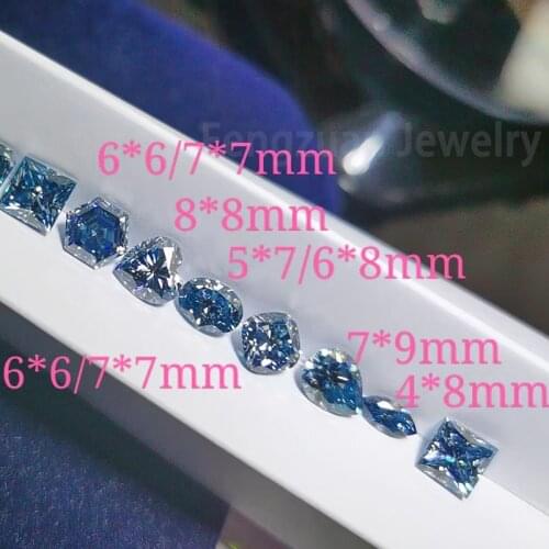 Dark blue Princess cut loose moissanite diamonds 1ct-6ct 1pcs Fancy shape factory prices moissanite Hot selling