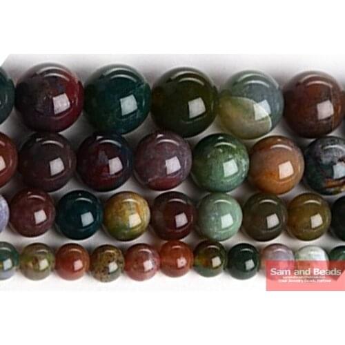 Natural Stone Smooth Round Indian Agata Beads Pick Siz 16" 4-14mm For Bracelet Necklace Making IAB01