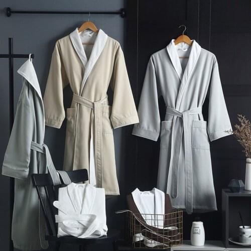 New Collection Lovers Hotel Bathrobe High Quality Long Nightrobe Solid Color Double Layer All Seasons Nightgown Male Female Soft
