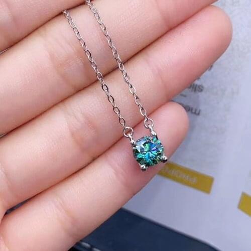 2020 new pouring shiny green moisanite gemstone necklace women silver necklace jewelry 925 sterling silver birthday gift