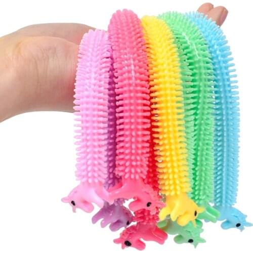 Novelty Soft Unicorn Elastic Rubber Strip Toys Children Decompression Pull Rope Vent Ramen Noodles Colorful Gift