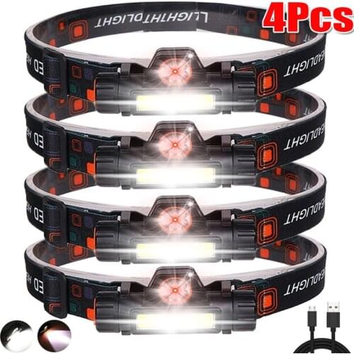 Outdoor Camping COB LED Headlamp Portable Mini USB Charging Fishing Flashlight 2 Modes Head Torch Lamp Built-in 18650 Battery