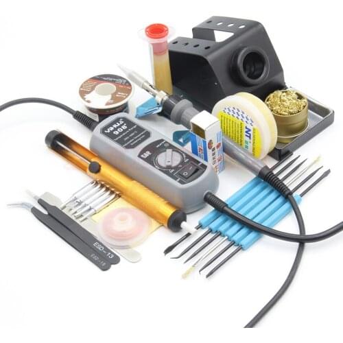 YIHUA 908+ 60w Electric iron soldering station portable soldering iron station Rosin tweezers scraper iron frame Welding Flux