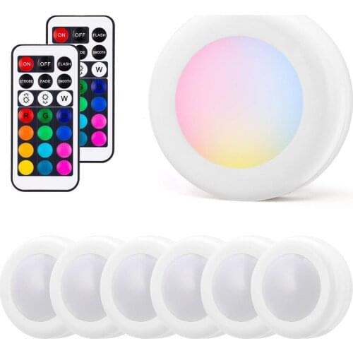 Dimmable Touch Sensor Under Cabinet Light RGB LED Puck Lights Spotlights For Closet Showcase Kitchen Wardrobe Hallway Night Lamp