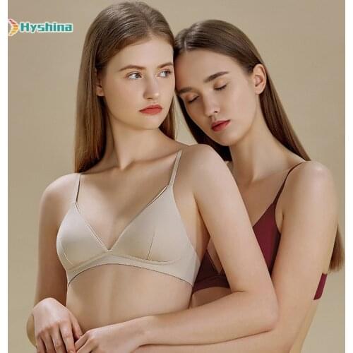 Thin Rimless Bra Suit for Girls' Underwear Womens Triangle Cup Modal Sexy Gathering Adjust Bra Back
