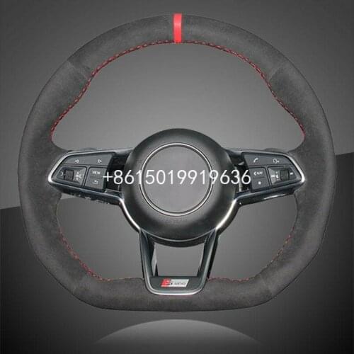 Top Black Suede Leather Car Steering Wheel Hand-stitch on Wrap Cover For Audi TT 2017