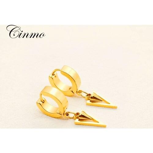 Cinmo Stainless Steel Piercing Drop Earrings Hollow Triangle Cone Kpop Dangle Earrings For Men Women Wholesale Punk Ear Jewelry