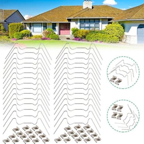 60 Pcs Stainless Steel Greenhouse Glass Pane Fixing Clips W Wire Clips and Z Overlap Clips for Hollow Slabs Glass Greenhouses