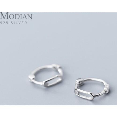 Modian Fashion Gold Color Ellipse Earring for Women Genuine 925 Sterling Silver Geometric Hoop Earring Fine Jewelry 2020 New