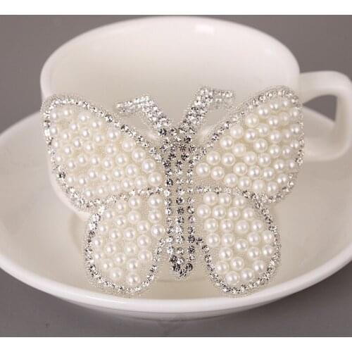 1PCS Diamond Painting Sparkling Butterfly Patches for Clothing Diamond Rhinestones Iron on Stick Applique Jersey for dress