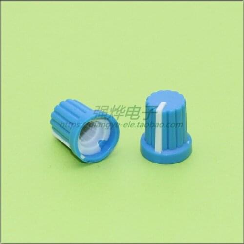 10 pieces 15*17MM blue and white plastic knob potentiometer knob speed control knob flower shaft inner hole 6MM