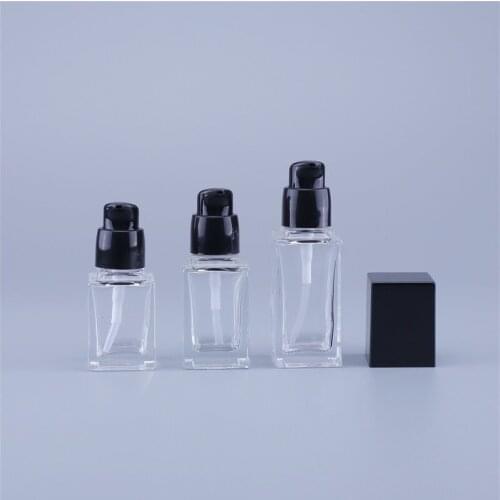 15ml 20ml 30ml Glass Refillable Empty Bottle for Lotion Liquid Body Cream Cosmetic Foundation Container Vials with Press Pump