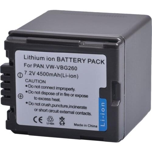 4500mAh VW-VBG260 VBG260 Li-ion Battery for Panasonic AG-AC7 AG-AF100 HDC-HS250 HS300 HS700 SD600 SD700 SDT750 VWVBG260 Battery